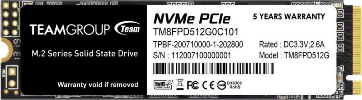 Накопитель SSD M.2 PCI Exp. 3.0 x4 - 512Gb TEAM [TM8FPD512G0C101]