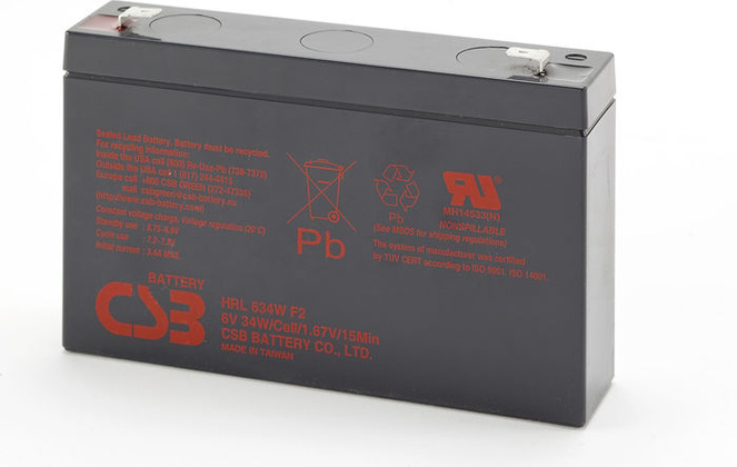 Аккумуляторная батарея для ИБП  6V 9Ah "CSB" [HRL634W] F2  (срок службы 10лет!!!)
