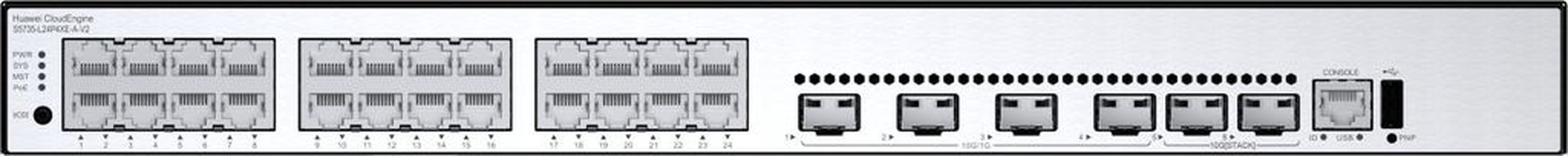Коммутатор Huawei L3, 24*1G RJ45, 4*10G SFP+, 2*12G stack, PoE+, Сертификат ОАЦ
