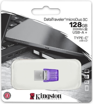 Накопитель USB 3.2/Type-C - 128Gb "Kingston" [DTDUO3CG3/128GB] <Purple>
