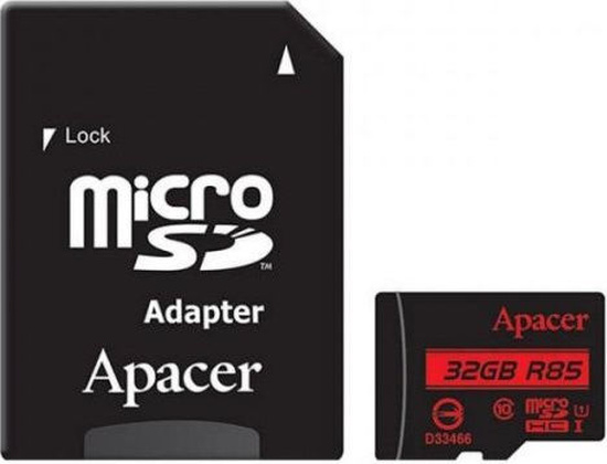 Карта памяти microSDHC 32Gb "Apacer" [AP32GMCSH10U5-R] Class 10 + SD adapter