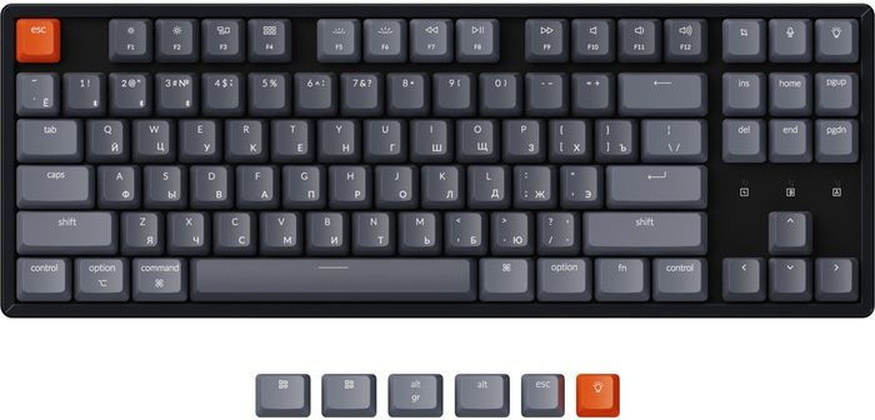 Клавиатура Keychron [K8-J3-RU] <Grey>; USB, Gateron G Pro Brown