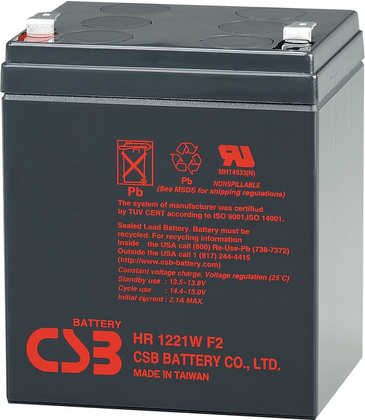 Аккумуляторная батарея для ИБП 12V 5Ah "CSB" [HR1221W] F2