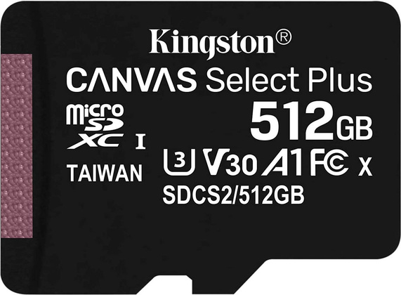 Карта памяти microSDXC 512Gb "Kingston" [SDCS2/512GB] Class 10 UHS-I U3 + SD Adapter
