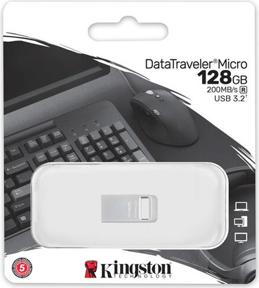 Накопитель USB 3.2 - 128Gb "Kingston" Data Traveler Micro [DTMC3G2/128GB] <Silver>