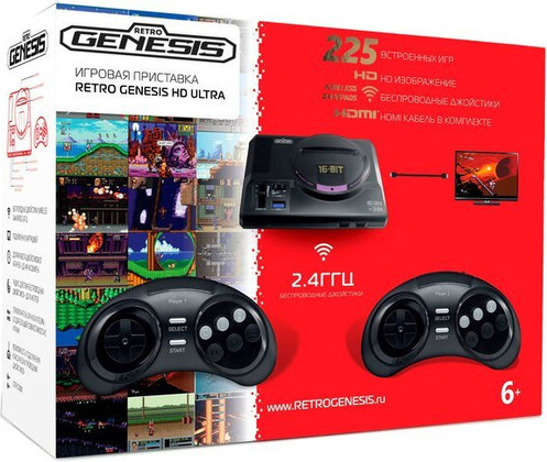 Игровая консоль "Retro Genesis" [ConSkDn73] <Black> HD Ultra + 225 игр ZD-06b