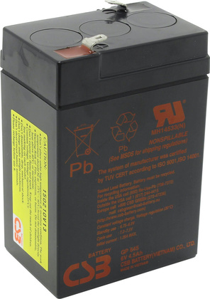 Аккумуляторная батарея для ИБП  6V 4.5Ah "CSB" [GP-645] F1