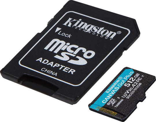 Карта памяти microSDXC 512Gb "Kingston" [SDCG3/512GB] Class 10 UHS-I U3 + SD Adapter