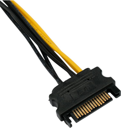 Кабель питания "Gembird" [CC-PCIE-SATA-20CM], PCIe 8pin / Sata 15pin, 0.2 м