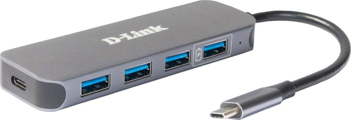 Переходник USB Type-C--> PD+USB 3.0*4 "D-Link" [DUB-2340/A1A]