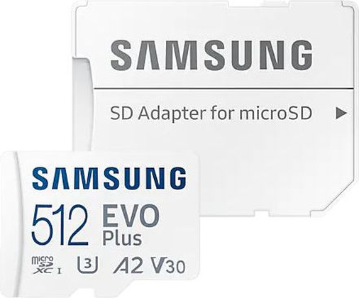 Карта памяти microSDXC 512Gb "Samsung" EVO+ [MB-MC512KA/EU] Class 10 UHS-I U3 + SD Adapter
