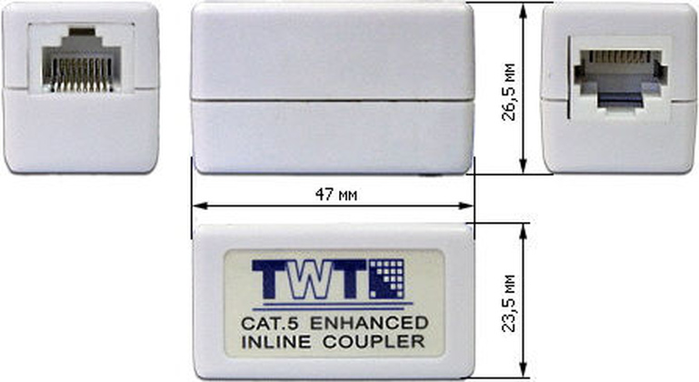Модуль соединительный RJ45-RJ45 "TWT" [TWT-CP45UTP5E] , UTP, кат. 5е 