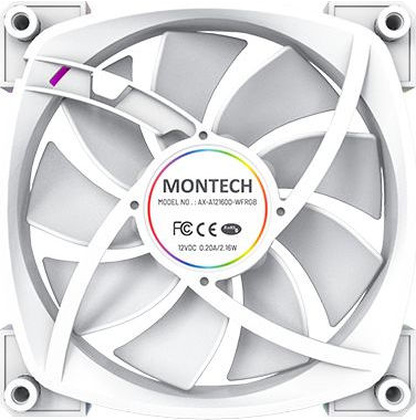 Вентилятор "Montech" AX120 PWM ARGB [MNT-AX120-W]; 12см