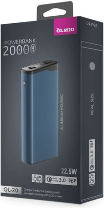 Батарея резервного питания "OLMIO" [QL-20] <Blue>; 20000 mAh