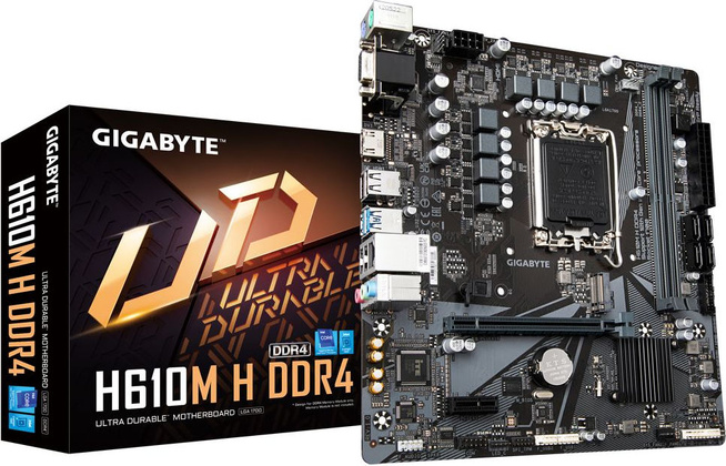 Мат.плата Gigabyte H610M H (Intel H610), mATX, DDR4,VGA/HDMI [S-1700]