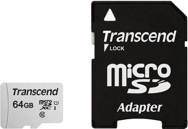 Карта памяти microSDXC 64 Гб Transcend (TS64GUSD300S-A) Class 10 (UHS-I (U1))