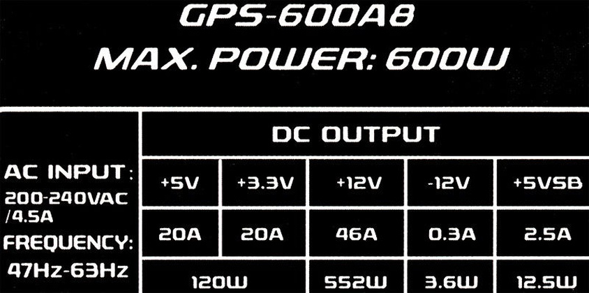 Блок питания 600W ATX; "Chieftec" [GPS-600A8] Smart, 12sm Fan