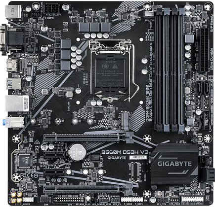 Мат.плата Gigabyte B560M DS3H V3 (Intel B560), mATX, DDR4, VGA/DVI/HDMI [S-1200]