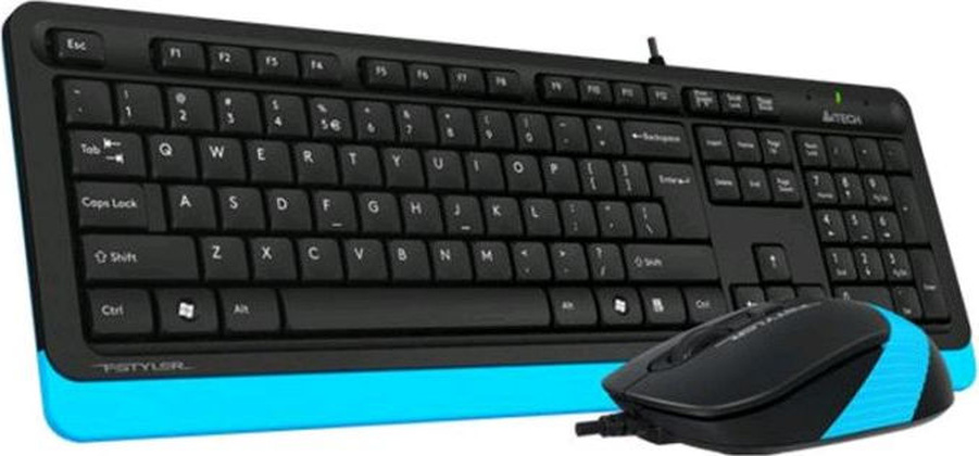 Комплект (клавиатура+мышь) A4Tech "Fstyler F1010", <Black/Blue>; USB