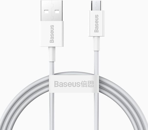 Кабель USB A - micro USB B (1,0m) "Baseus" [CAMYS-02] <White>, 2A