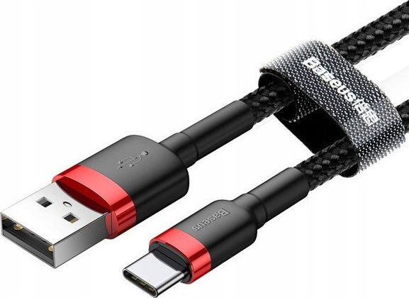 Кабель USB 2.0 - USB Type-C (1,0m) "Baseus" [CATKLF-B91] <Black> 3А, оплетка