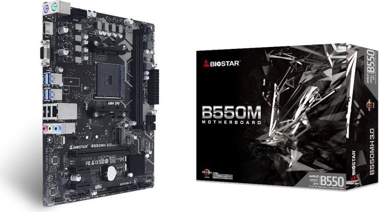 Мат.плата Biostar B550MH 3.0 Ver. 6.1 (AMD B550), mATX, DDR4, VGA/HDMI [S-AM4]