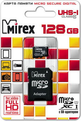 Карта памяти microSDHC 128 Гб Mirex (13613-AD10S128) Class 10 (UHS-I)