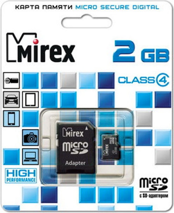 Карта памяти microSD 2 Гб Mirex (13613-ADTMSD02) Class 4