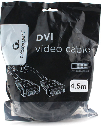 Кабель для монитора  DVI-D Dual link (25M-25M); 4.5m "Gembird" [CC-DVI2L-BK-15]