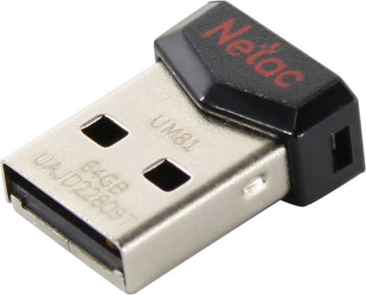 Накопитель USB 2.0 - 64Gb "Netac" [NT03UM81N-064G-20BK]; <Black>