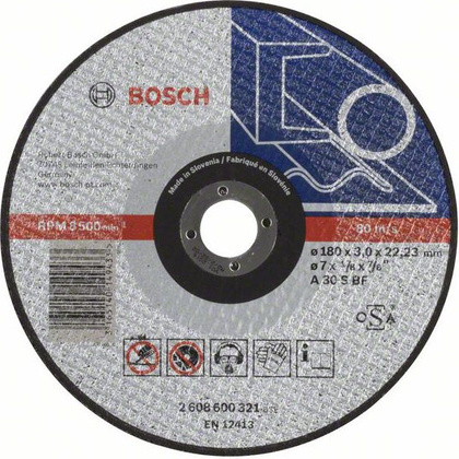 Диск отрезной 180х3.0х22.23мм "Bosch" [2.608.600.321], по металлу