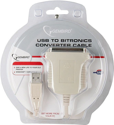 Конвертер USB --> LPT (IEEE1284) "Gembird" [CUM-360] для принтера 1,8м