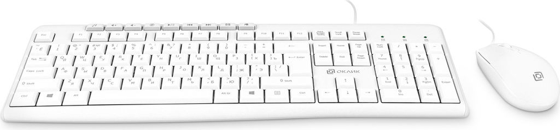 Комплект (клавиатура + мышь) Oklick [S650] <White>, USB