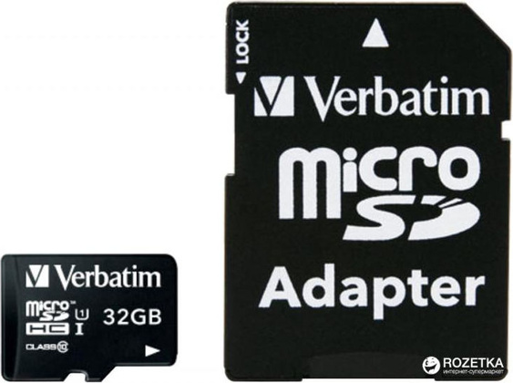 Карта памяти microSDHC 32 Гб Verbatim (44083) Class 10 (UHS-I)