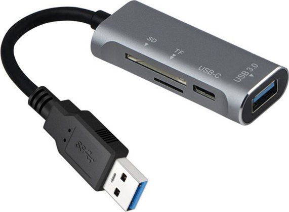Переходник USB 3.0-->USB 3.0 x1 + USB-A 2.0 х1+SD+TF "Orient" [JK-328]