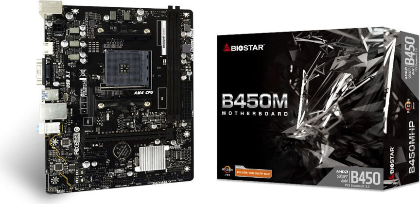 Мат.плата Biostar B450MHP, (AMD B450), mATX, DDR4, HDMI/VGA [S-AM4]
