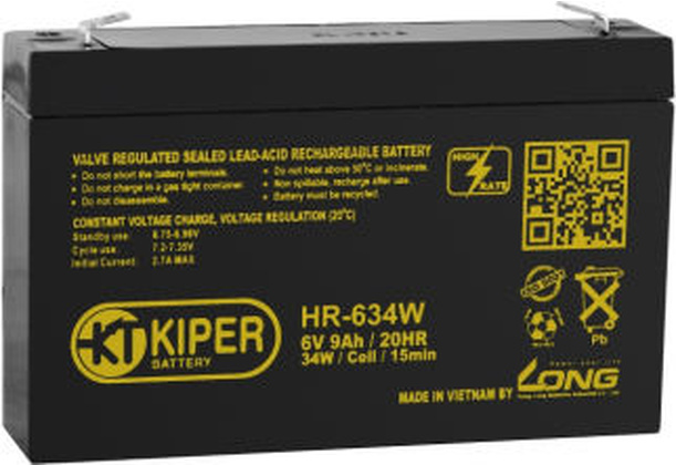 Аккумуляторная батарея для ИБП  6V 9Ah "Kiper" [HR-634W] F2
