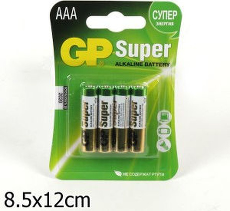 Набор батареек (AAAx4шт.) - "GP" [24A-2CR4]; Alkaline; Super; блистер