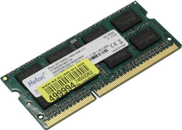 Модуль памяти SO-DIMM DDR3 1600Mhz - 4Gb "Netac" [NTBSD3N16SP-04]