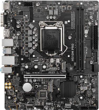 Мат.плата MSI H510M PRO (Intel H510), mATX, DDR4, VGA/HDMI/DP [S-1200]