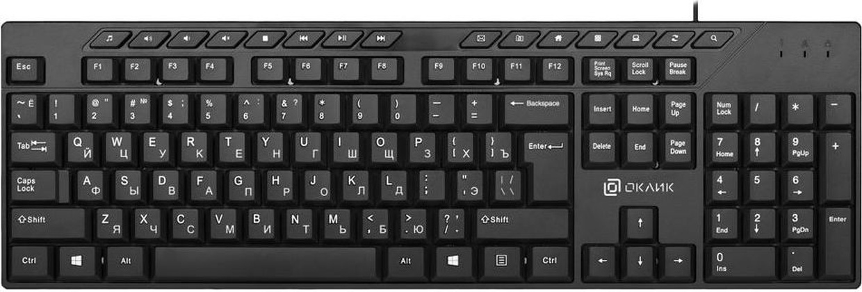 Клавиатура Oklick [125M] <Black>, USB Multimedia