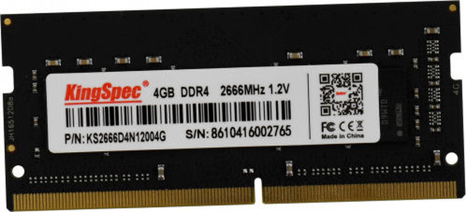 Модуль памяти SO-DIMM DDR4 2666Mhz - 4Gb(1x4Gb) "KingSpec" [KS2666D4N12004G]