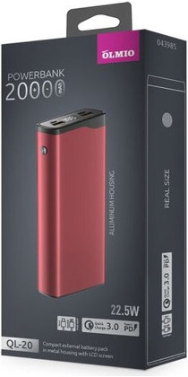Батарея резервного питания "OLMIO" [QL-20] <Red>; 20000 mAh