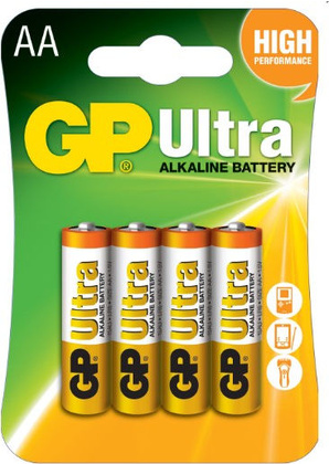 Набор батареек (AAx4шт.) - "GP" [LR6/15AU-2UE4]; Alkaline Ultra; блистер