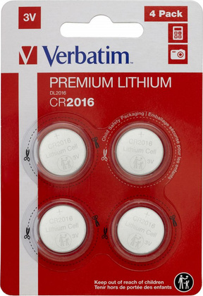 Батарейка (CR2016x4шт.) "Verbatim" [49531] Lithium, блистер
