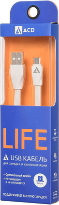 Кабель USB A - micro USB B (1,0m) "ACD" [ACD-U920-M1W] <White>