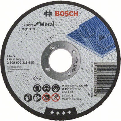 Диск отрезной 115х2.5х22.23мм "Bosch" [2.608.600.318], по металлу