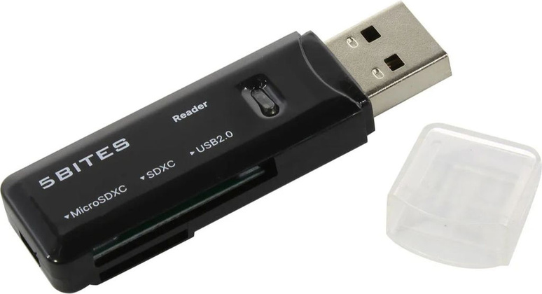 Картридер USB 2.0 - "5bites" [RE2-100BK] <Black>
