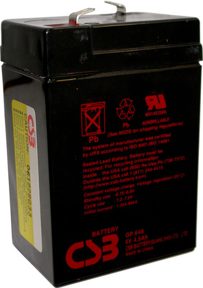 Аккумуляторная батарея для ИБП  6V 4.5Ah "CSB" [GP-645] F1
