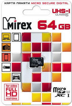 Карта памяти microSDXC 64 Гб Mirex (13612-MC10SD64) Class 10 (UHS-I)